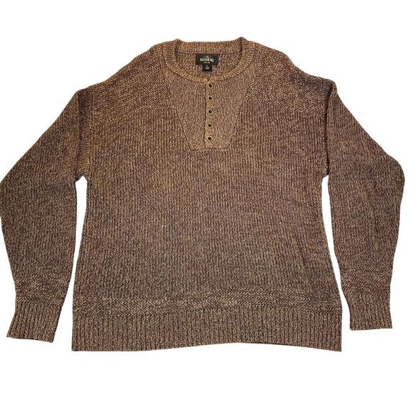 Redhead Mens Henley Sweater XL Cotton/Acrylic Blend Brown Textured Knit - Picture 1 of 12